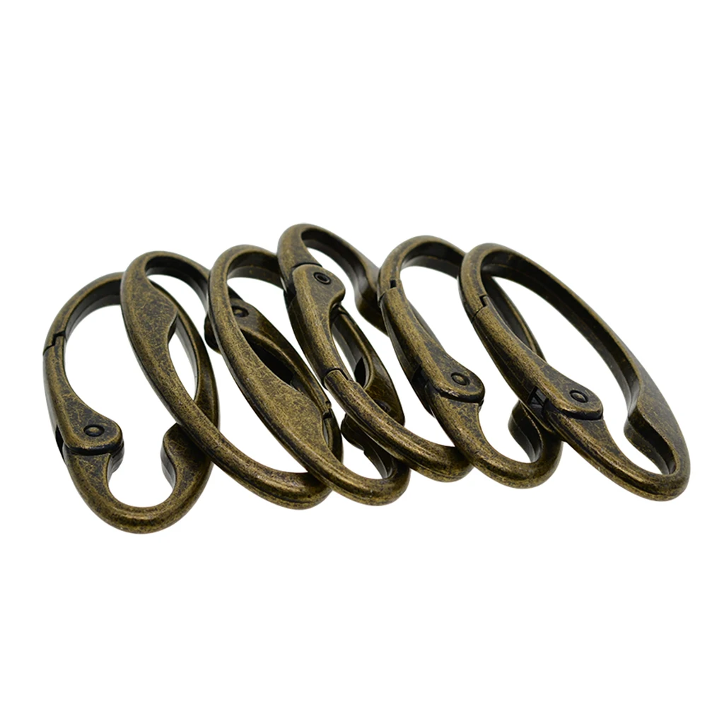 

6Pcs Oval Spring Snap Hooks Clip DIY Accessories for Handbag Purse Shoulder Strap Key Chains Buckle Alloy Metal Spring Key Ring