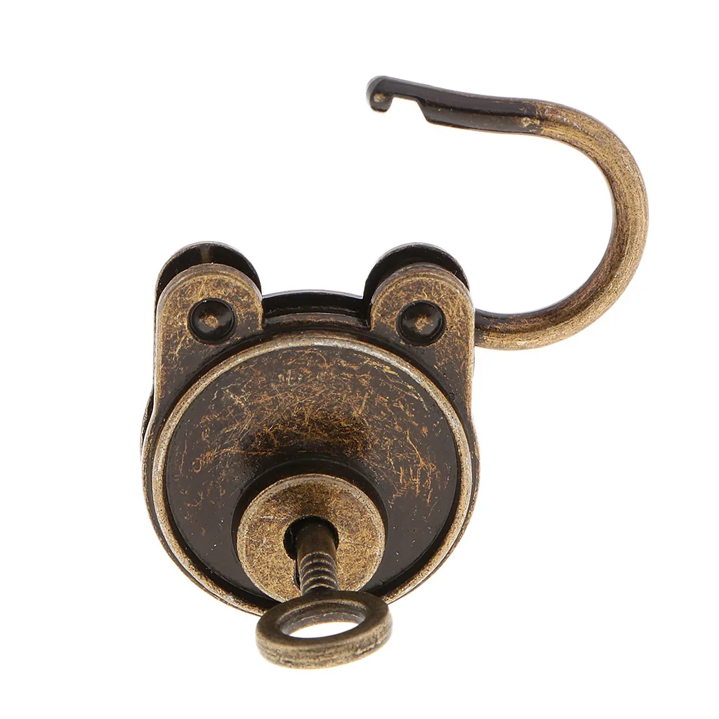 Antique Vintage Padlocks With Key Bear Shaped For Tiny Craft Diary Bronze