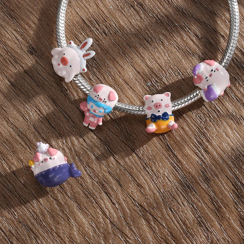 Оригинальный свинья Charms модное одежда со Свинкой мульти стиль одежды 925 Стерлинговое Серебро Драгоценные