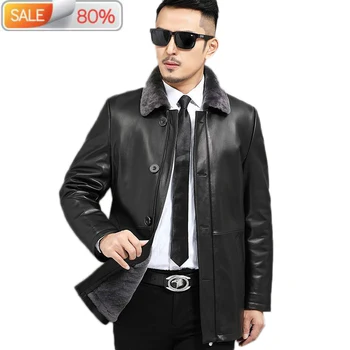 

Autumn Winter Genuine Leather Jacket Men Sheepskin Coat Wool Liner Real Fur Coats Chaqueta Cuero Hombre 99-A76025 B213A2