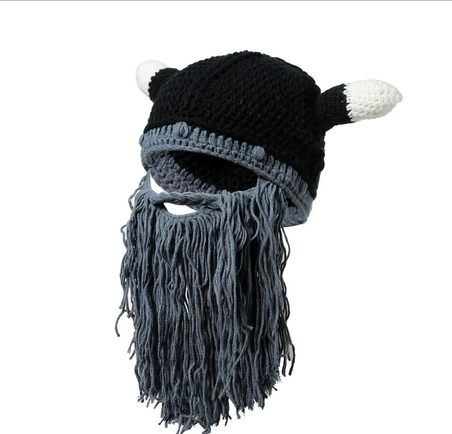 Горячая Распродажа мужские варвары Vagabond Viking Beanie роговые шапки ручной работы зимние теплые подарки на день рождения крутые забавные Кляпы шапка на Хэллоуин