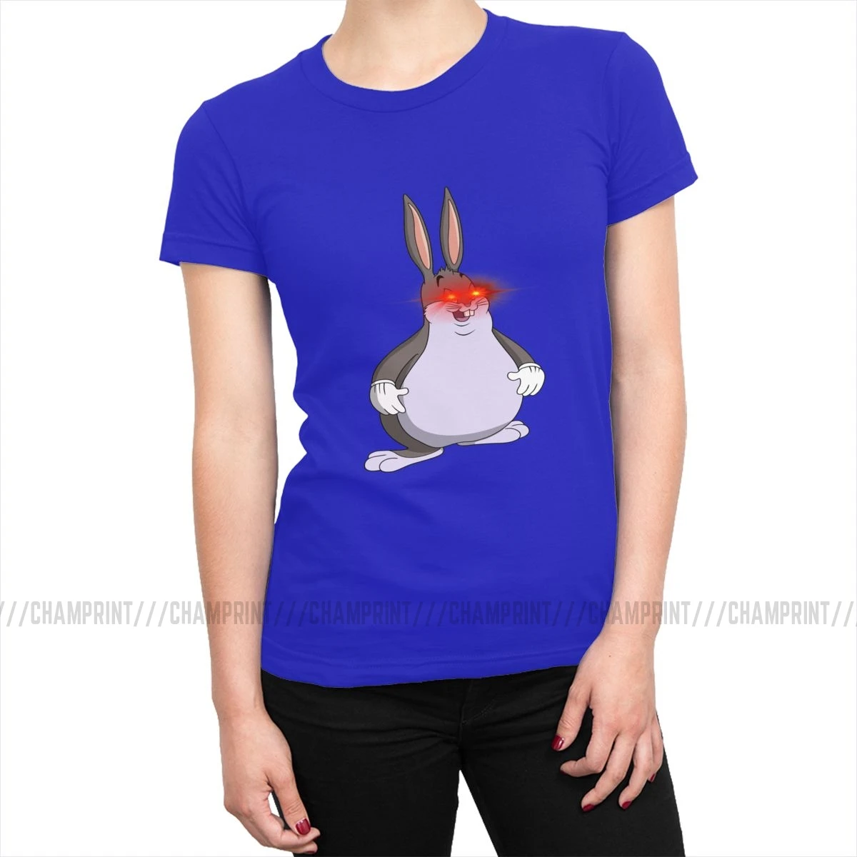 Для женщин большой Chungus толстая футболка для девочек с принтом в виде кролика Футболка Harajuku короткий рукав хлопковые футболки Топ с круглым вырезом уличная Женская одежда с надписью «Размеры - Цвет: Синий