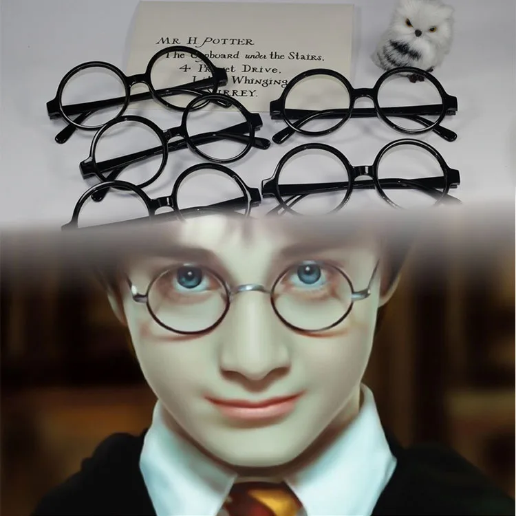

HP Harri Glasses Action Figure Toys Cosplay Party Accessories Gift for Fans Black Harri Adults Glasses Frame Halloween Party Toy