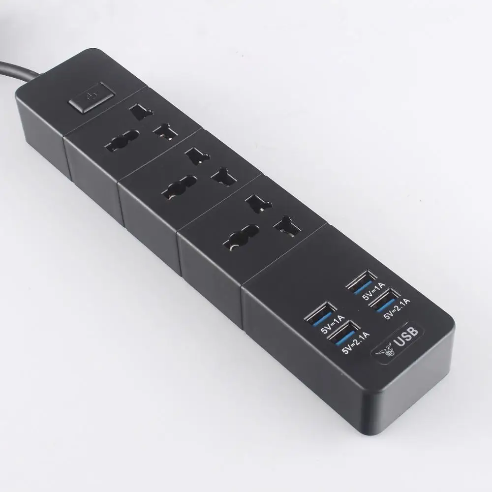 Универсальное зарядное USB устройство с свинцовый шнур-Удлинитель сетевой фильтр, 4 зарядное устройство USB multi, 3 отверстия сдвоенная розетка, Европейский Стандартный бортовые полоски розетка