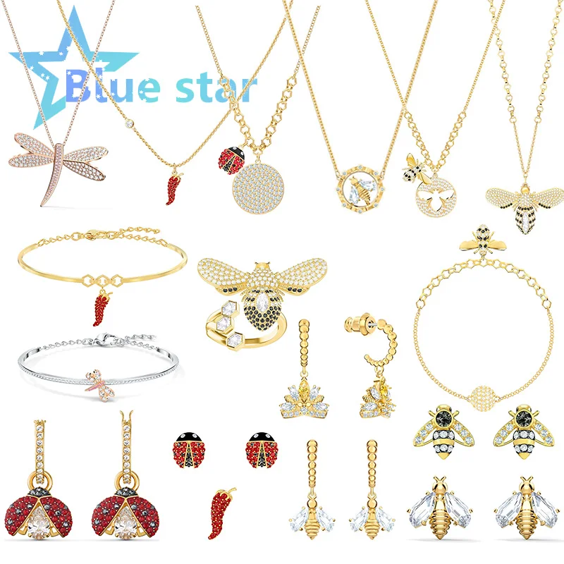 

Christmas gifts for new year 2022 Trends Women's jewelry store austrian crystal Jewelry Bee Dragonfly Necklace Bracelet