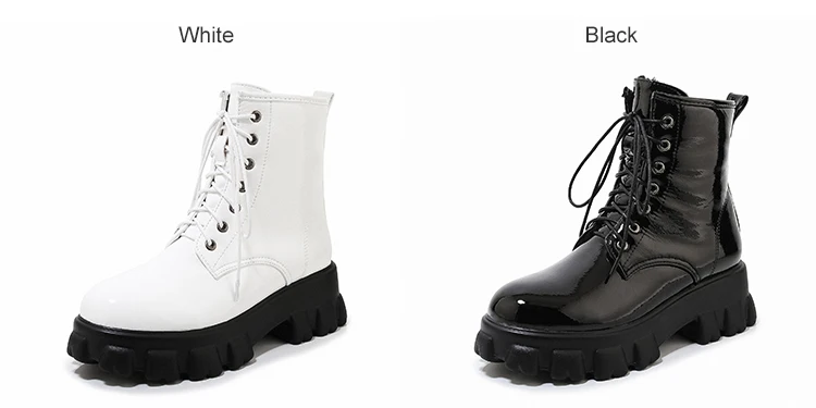 Г. Новые зимние женские ботильоны повседневная однотонная женская обувь на платформе, на высоком квадратном каблуке, с круглым носком, на шнуровке черные короткие ботинки-мартинсы