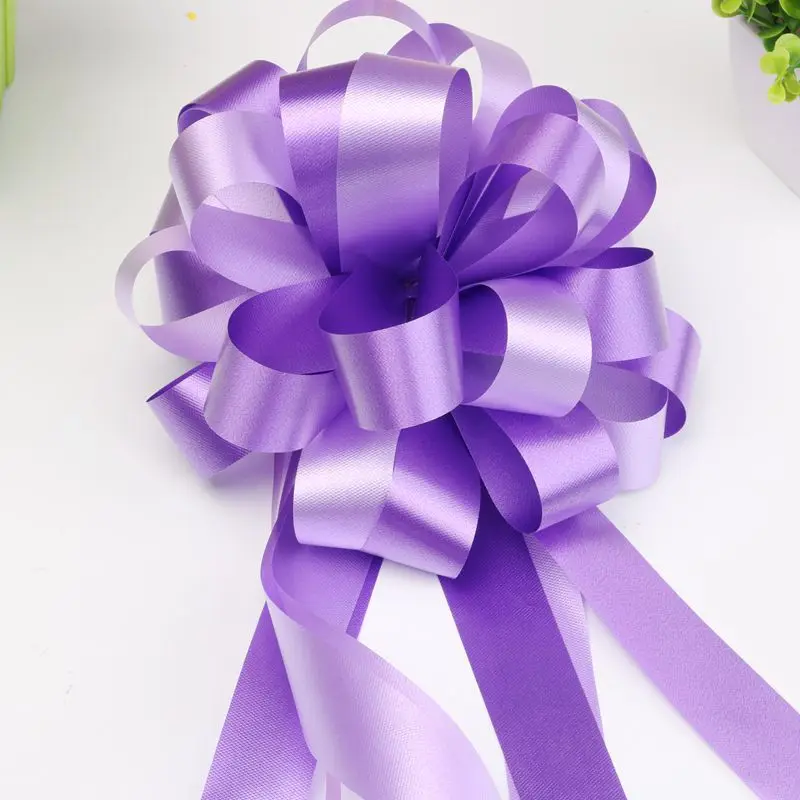 Purple 10 шт. лент для украшения свадебной вечеринки, дня рождения, подарочная упаковка, лента для домашнего декора автомобиля, ленты вытягивания цветка для детского душа - Цвет: Purple