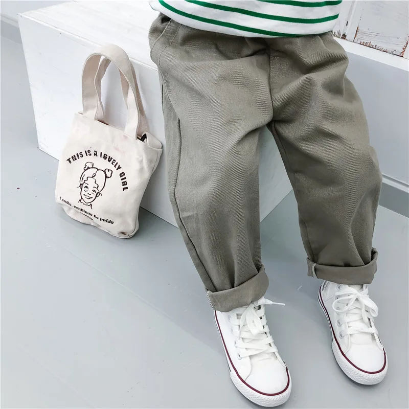 Mj Tong Products осень новые продукты Южная Корея Детская одежда для мужчин и женщин детские брюки повседневные унисекс детская однотонная одежда