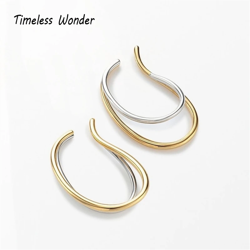 Timeless Wonder Geo Curve Twist ушные клипсы, серьги для женщин, ювелирные изделия в стиле панк, не пирсинг, готический стиль, 2 тона, трендовые, Ins, хип-хоп 5355