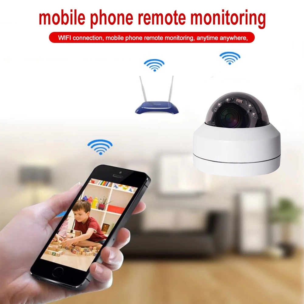 2MP H.265 WI-FI IR PTZ Камера 4X зум Беспроводной HD IP купольная Камера ИК 50 м Ночное видение 2-полосная аудио SD Запись P2P мобильный Управление