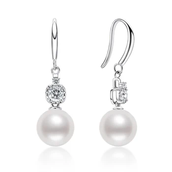 

Lnngy Exquisite 100% Natural Cultured Freshwater Earrings Pearl Sterling Silver Stud Earrings Prevent Allergy Women Earring Gift