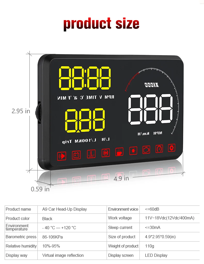 Универсальный gps скорость ometer HUD A9 автомобильный OBD2 светодиодный цифровой дисплей оповещение о скорости лобовое стекло автомобиля автоматический навигационный проектор