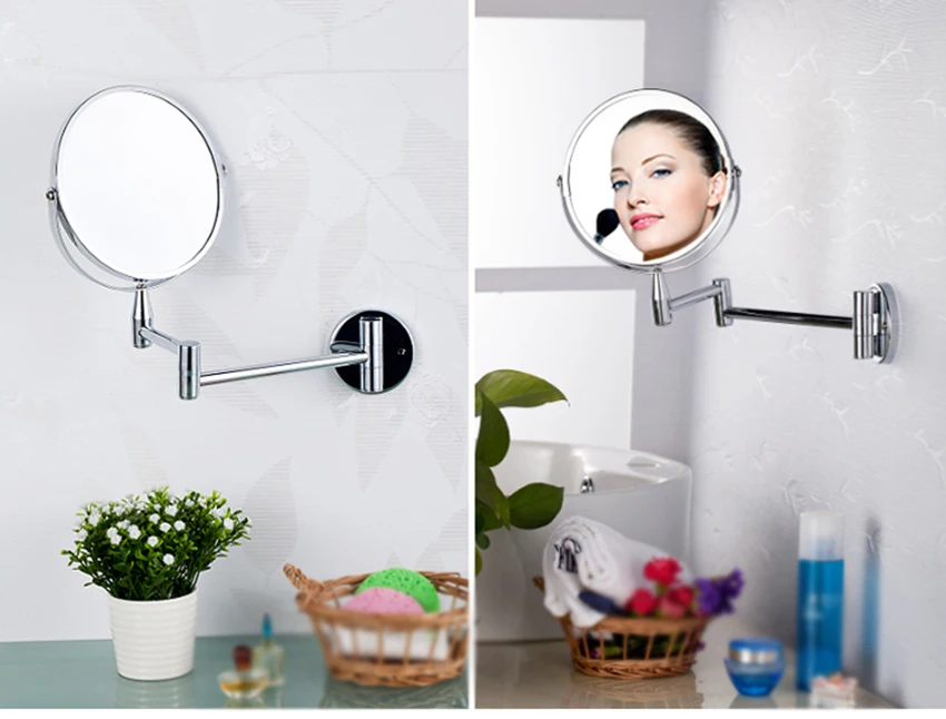 17 см Бесплатный Пробивной макияж зеркало с 3X увеличением двухстороннее 360 градусов поворотное выдвижное косметическое зеркало для ванной комнаты