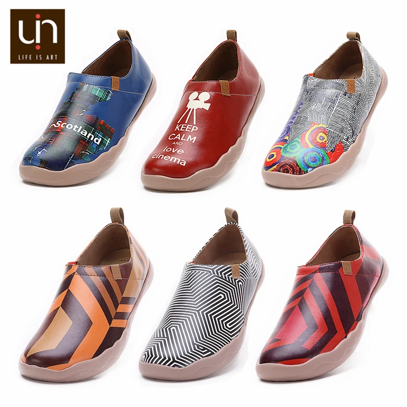 UIN/брендовая повседневная обувь на плоской подошве; женские/мужские лоферы из микрофибры; обувь с художественным рисунком; сезон осень-весна; модные легкие кроссовки
