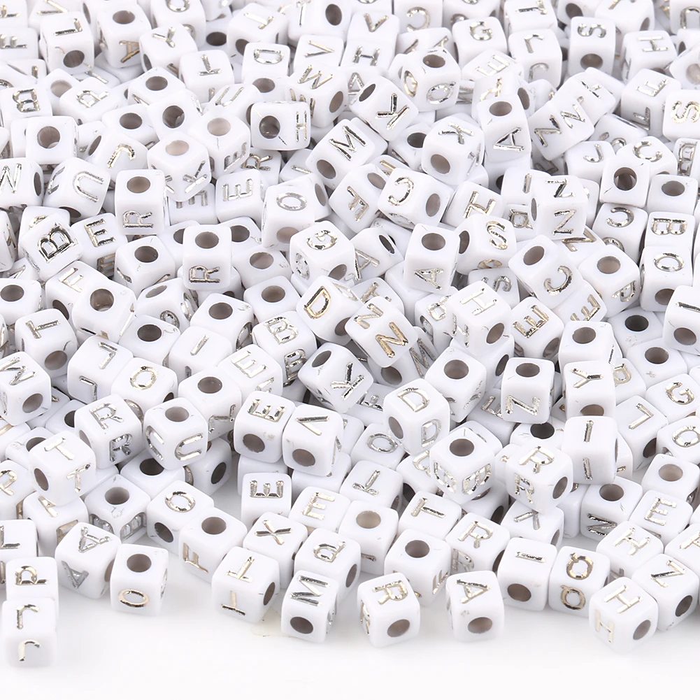 200pcs/lot 5mm Cube Mix Letter Beads Square Russian Alphabet Beads