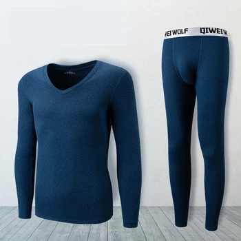 

Thick Thermal Underwear Male Long Johns Full Sleeve Solid Colour Thermo Lingerie Set Autumn Winter Warm Large Size 3XL 4XL