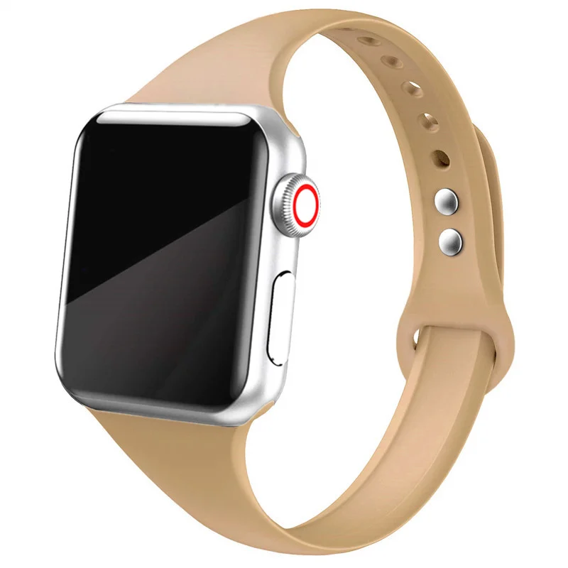 Тонкий ремешок для Apple watch 5 ремешок 44 мм 40 мм iWatch ремешок 38 мм 42 мм спортивный силиконовый браслет ремешок для Apple watch 4/3/2/1 38 - Цвет ремешка: Walnut color 21