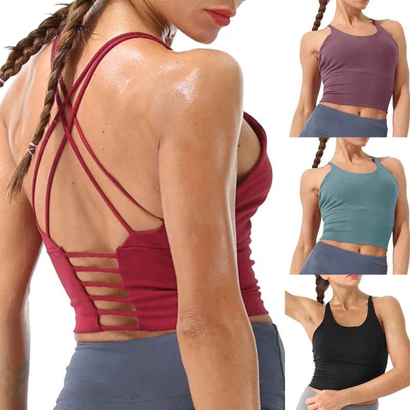 

SFIT Fitness Yoga Sports Bra For Womens Gym Workout Running Padded Tank Top Athletic Vest Underwear Shockproof Push Up Sport Bra