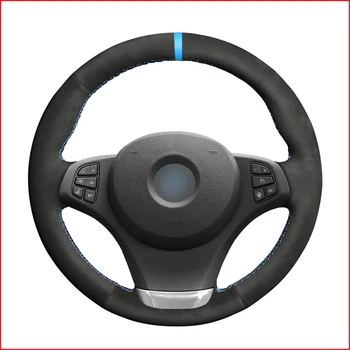 

Black Suede Light Blue Marker Steering Wheel Cover for BMW E83 X3 2003 2004 2005 2006 2007 2008 2009 2010 E53 X5 2004 2005 2006