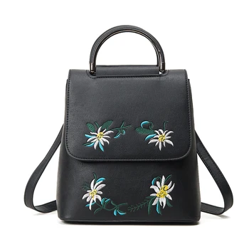 

Osmond Women Backpack Leather Fashion Embroidery Flower Backpack School Bags For Teenagers Girls Shoulder Travel Bags New 2020