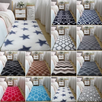 

Fluffy Bedroom Rectangle Carpet Super Soft Blanket Anti-slip Area Rugs For Living Room Cushion Sofa Doorway Home Decorative Mat