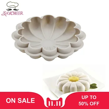 

BAYCHEER Silicone Mould 3D Sun Flower Shape Cake Mold Ice Cream Chocolate Cake Decorating Tool Christmas Wedding Baking Tools