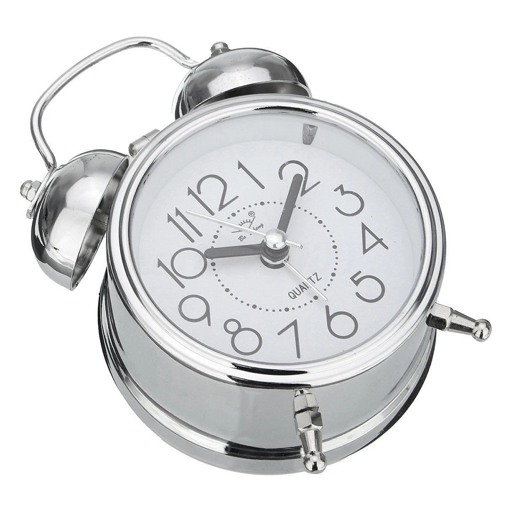 Vintage Retro Alarm Clock Silent Pointer Clocks Round Number Dual Bell Loud Alarm Clock Bedside Night Light Home Decor DROPSHIP 2