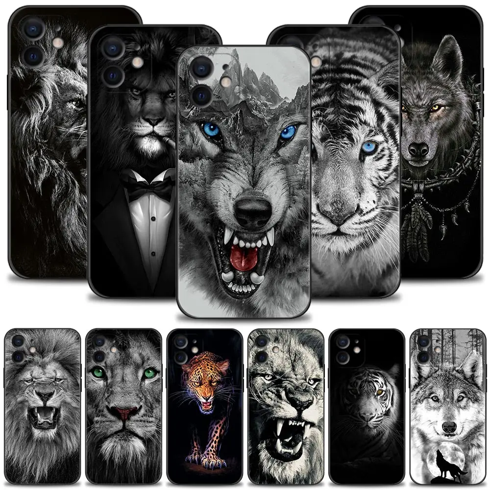 Case For Apple iPhone 13 12 11 Pro Max 13 12 Mini XS Max XR X 7 8 Plus 6 6S SE 2020 Cover Silicone Shell Wolf Lion Animal apple iphone 13 pro max case