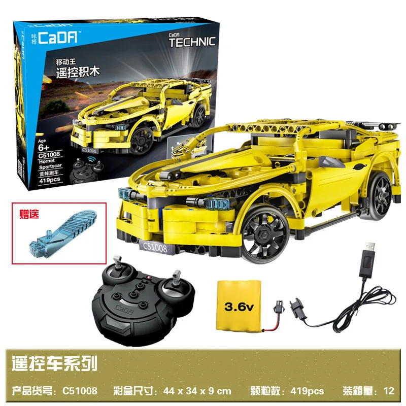 

Double e Click C51008 Remote Controlled Blocks Car Assembled Remote Control Building Blocks Hornets Sports Car Cool Bumblebee Mo
