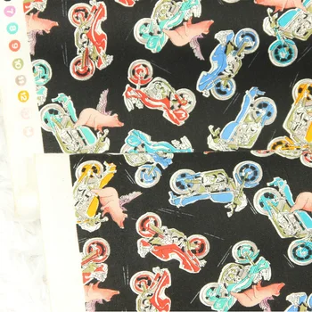 

Half yard plain cotton fabric with motorcycle print, handmade DIY garment dress cloth 100% cotton CR-42