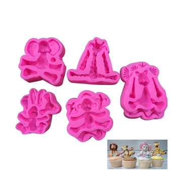 

Cartoon Forest Lion Elephant Monkey Giraffe Rabbit Animal Shape DIY Silicone Fondant Mold Cake Baking Tools