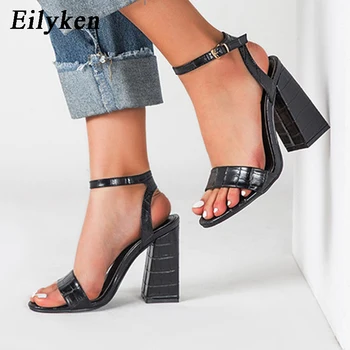 

Eilyken Sexy Buckle Strap Square High Heels Women Gladiator Sandals 2020 Summer Peep Toe Sandalias Shoes Plus Big Size 41 42