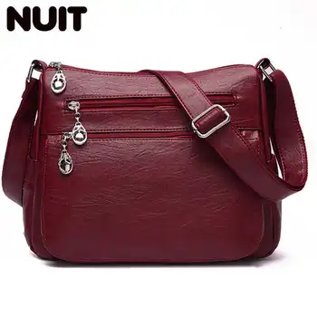 

Winter Style Women Messenger Bag Quality Soft Leather Crossbody Shoulder Bags For Women Hobos Multi-pocket Bolsas Feminina Sac