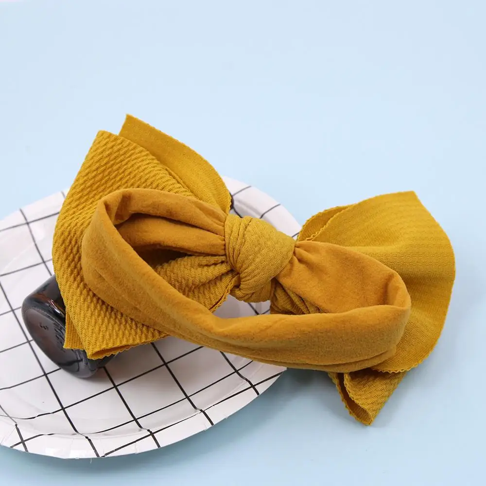 Solid Big Bow Topknot Headband for Baby Girls Elastic Nylon Hair