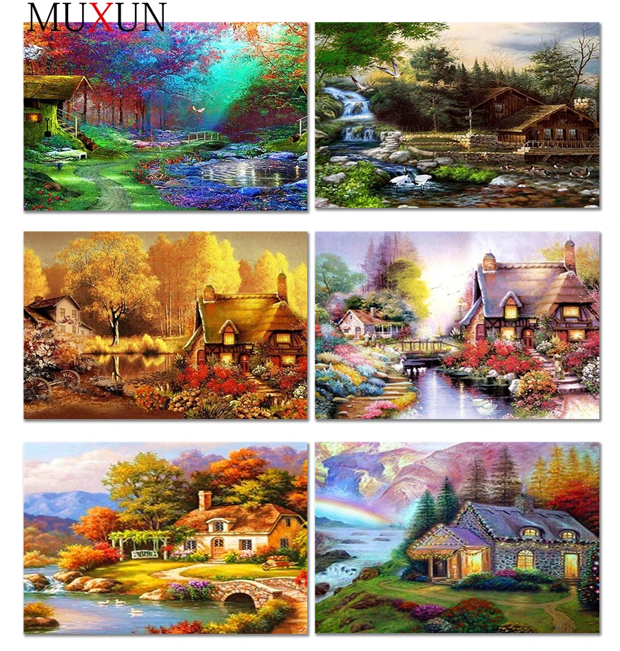 

5D Diy Beautiful Special Shaped Diamond Painting Landscape 3D Cabin Full Diamond Embroidery Landscape Diamond Mosaic Decor Er053