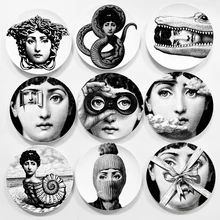 Новые 8 дюймов Milan rosenthal Piero fornasetti керамические тарелки черно-белые иллюстрации подвесные блюда образец комнаты дома отель украшения 10