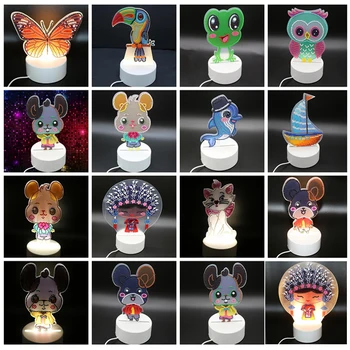 

New lamp DIY LED Diamond Painting Night Light Cartoon Animals Cross Stitch Diamond Embroidery Special Shape Home Decoration