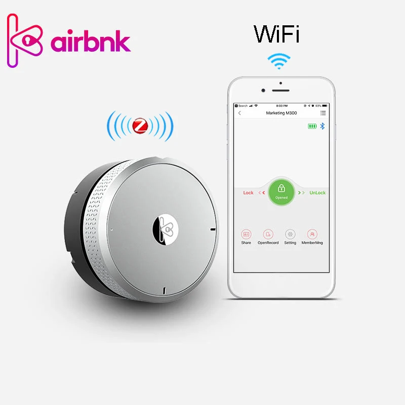 Цилиндрический смарт замок для умного дома со сканером отпечатка пальца и Wi Fi