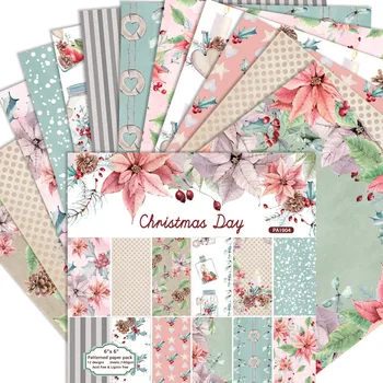 

KLJUYP 12 Sheets Christmas Days Scrapbooking Pads Paper Origami Art Background Paper Card Making DIY Scrapbook Paper Craft