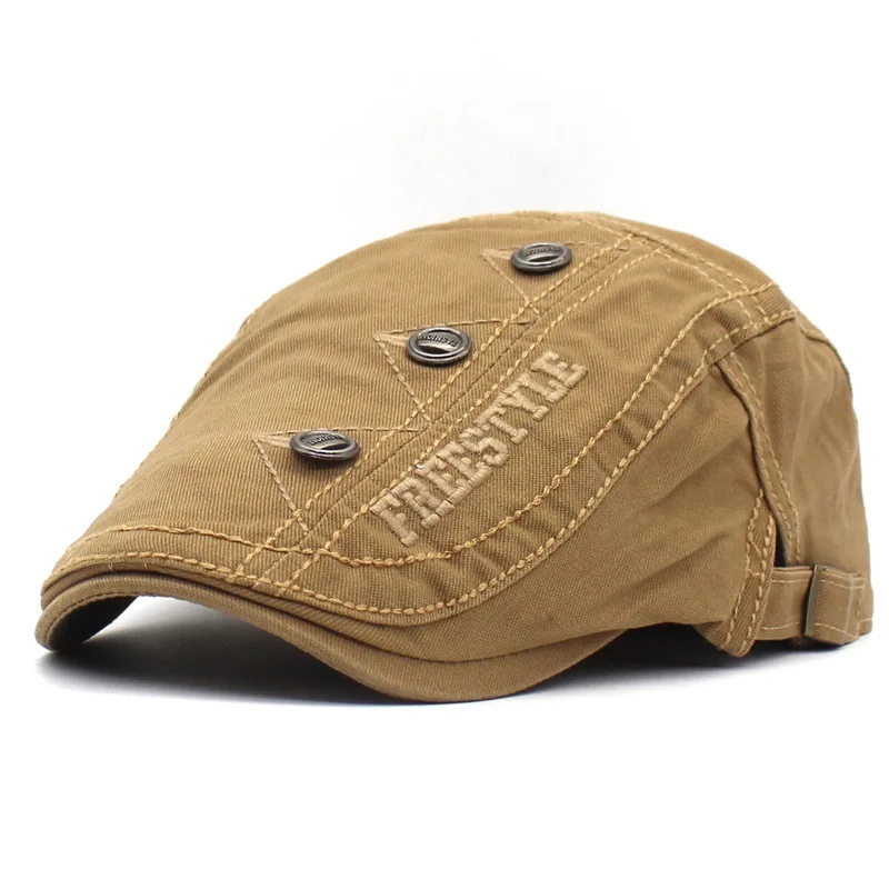 Newsboy Cap Beret Hat Spring Summer Letter Embroidery Men Cotton Flat Peaked Cap Women 10