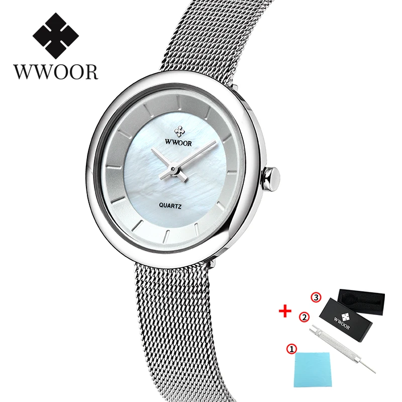 White WWOOR, топ, роскошный бренд, женские часы, розовое золото, кварцевые наручные часы для женщин, модные, повседневные, под платье, ультра-тонкие, женские часы, Reloje - Цвет: White