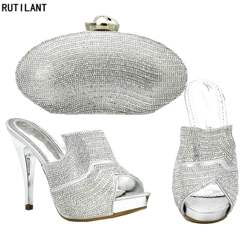 

New Arrival Ladies Shoe with Matching Bags Set Shoe and Bag Set for Party In Women Heels Womens Pumps Wedding Shoe Bride Cristal