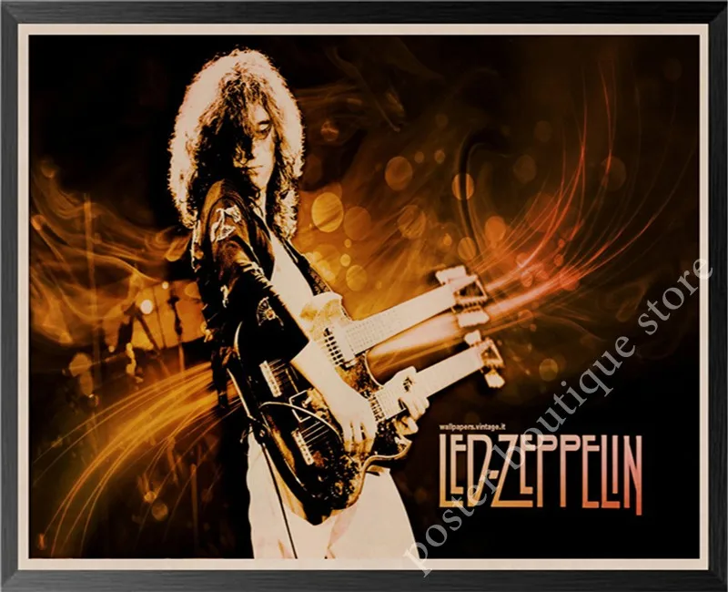 Led Zeppelin Rock Music Poster,Jimmy Page, Robert Plant poster Vintage Home Decor Wall Stickers nine percent/6 - Цвет: 29