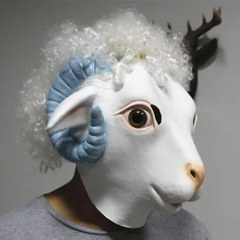 

2020 Hot Halloween Animal Latex Rubber Goat Head Mask