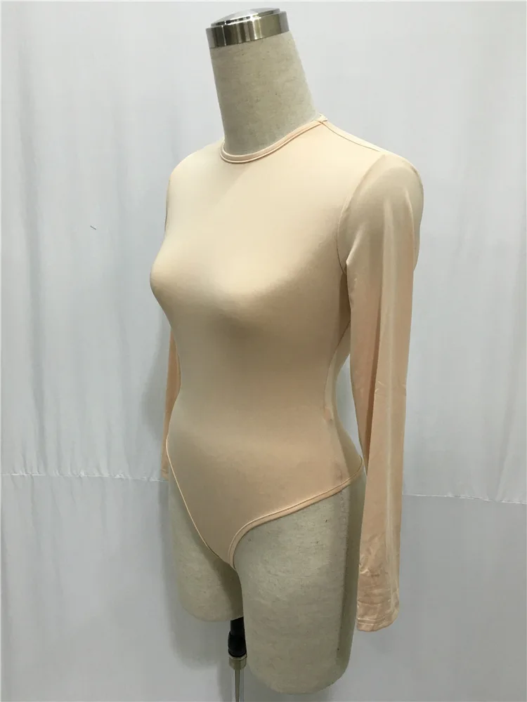 2019 Autumn Women Solid Rompers Long Sleeve Bodysuit Female Sexy O-neck Elastic Slim Pants Siamese Bottoming Bodysuit Romper