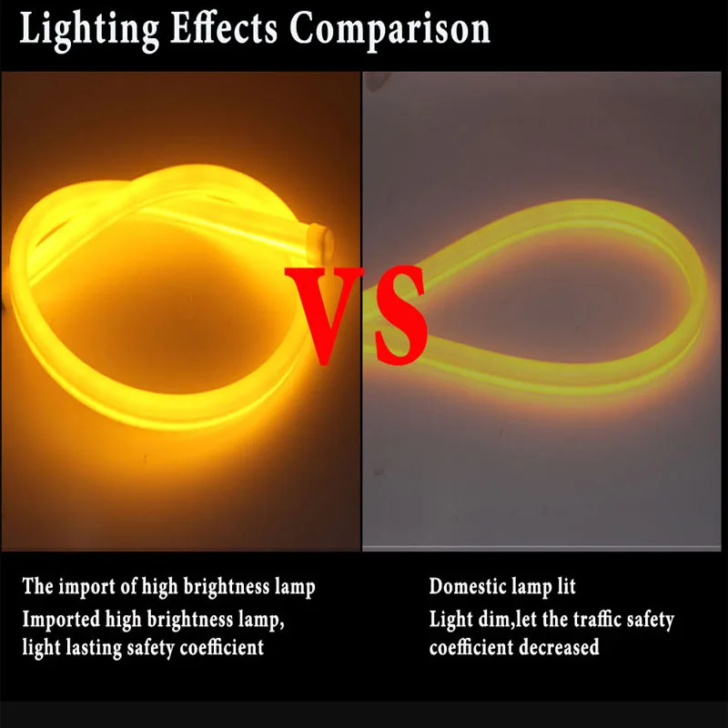 2x30/45/60 см дневные ходовые огни белый желтый течет гибкие течет светодиодный трубки Стиль сигнала поворота Стоп-сигнал дневные ходовые огни светильник трубки авто