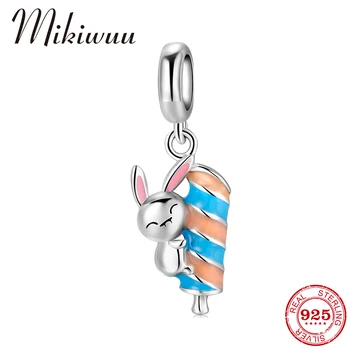 

Cute little white rabbit & Enamel Sweet Crispy Roll DIY Pendant 925 Silver Charms for Jewelry Making fits Original Fine Bracelet