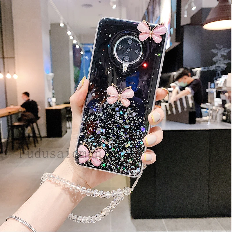 Bling Glitzer Schmetterling Lanyard Handyhülle für XIAOMI Mi 12 12x 12T 11 11T 10T 10 9T Pro 9 Lite Cover Cases_voghion.com