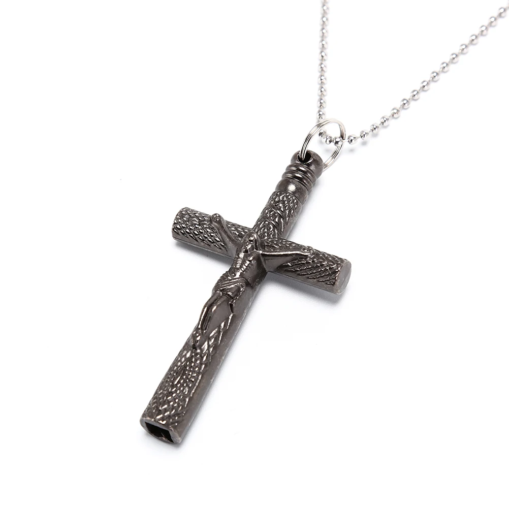 Jesus Cross Drum accessories Drum Key Chain Silver Necklace Drum Head Tuning Key Silver Gift Chain Loop Crucifix Accessories