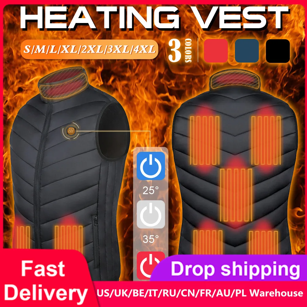 

Heated Vest Jacket USB Men Winter Electrical Sleevless Waistcoat For Outdoor Motorcycle Riding Hunting Hiking Fishing Climbing
